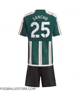 Günstige Manchester United Jadon Sancho #25 Auswärts Trikotsatzt Kinder 2023-24 Kurzarm (+ Kurze Hosen)